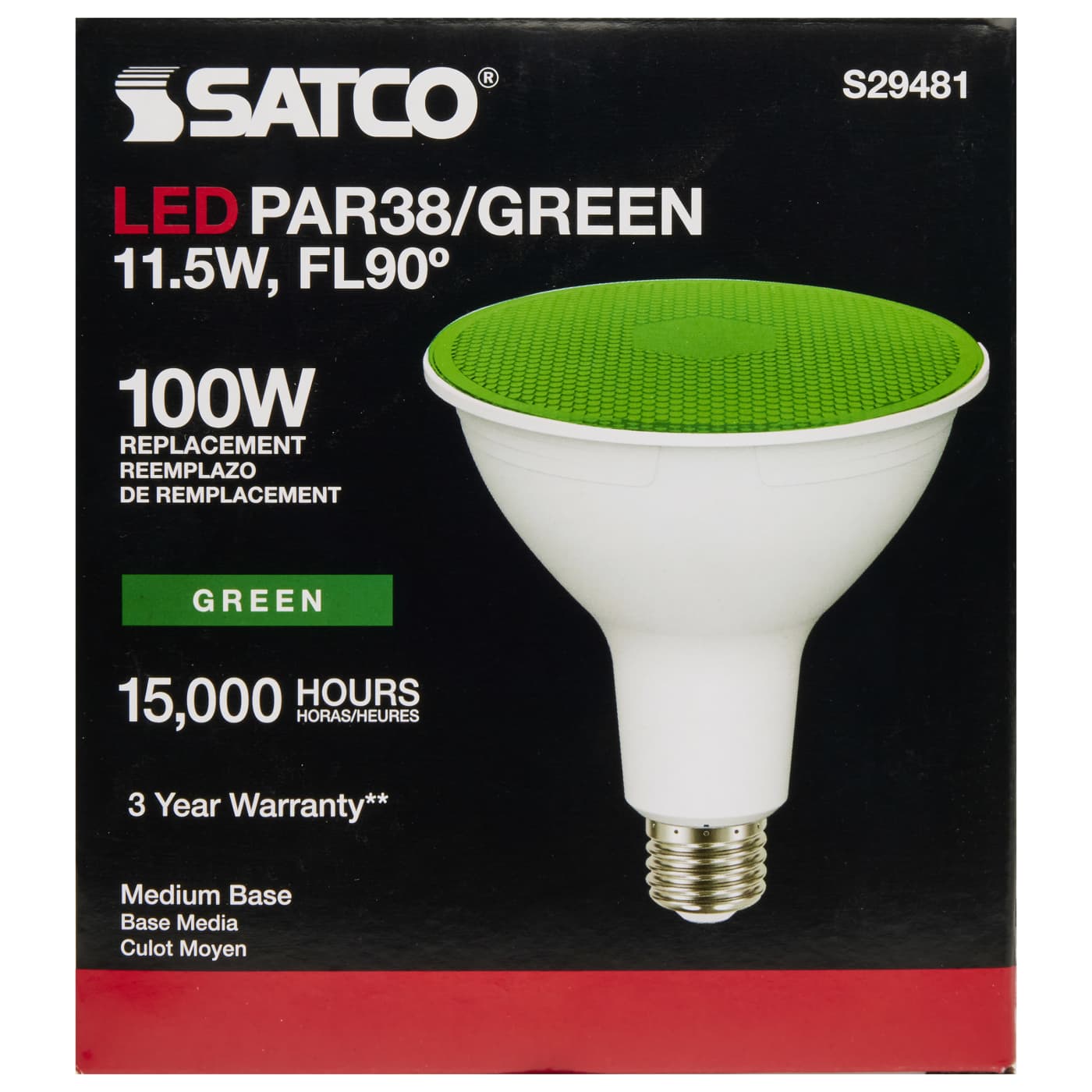11.5PAR38/LED/90'/GREEN - S29481