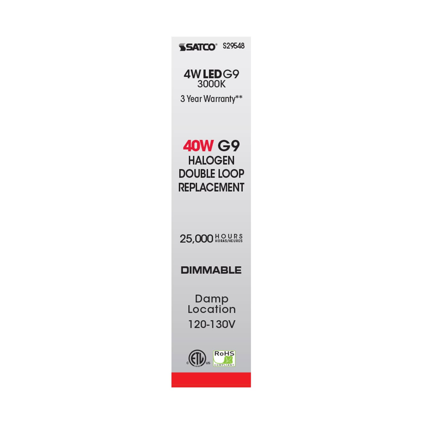 LED4W JCD/G9 120-130V 3000K - S29548