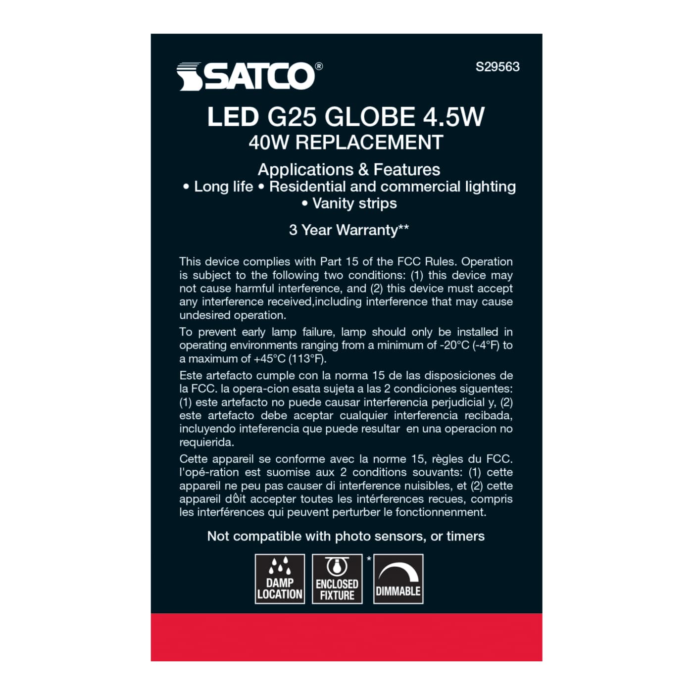 4.5G25/CL/LED/E26/27K/120V - S29563