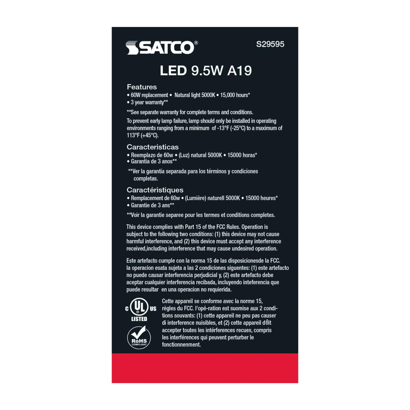 9.5A19/LED/850/ND/120V - S29595