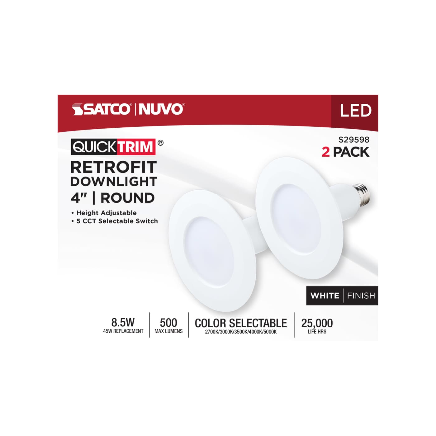 8.5WLED/4''TRIM/5CCT/120V/2PK - S29598