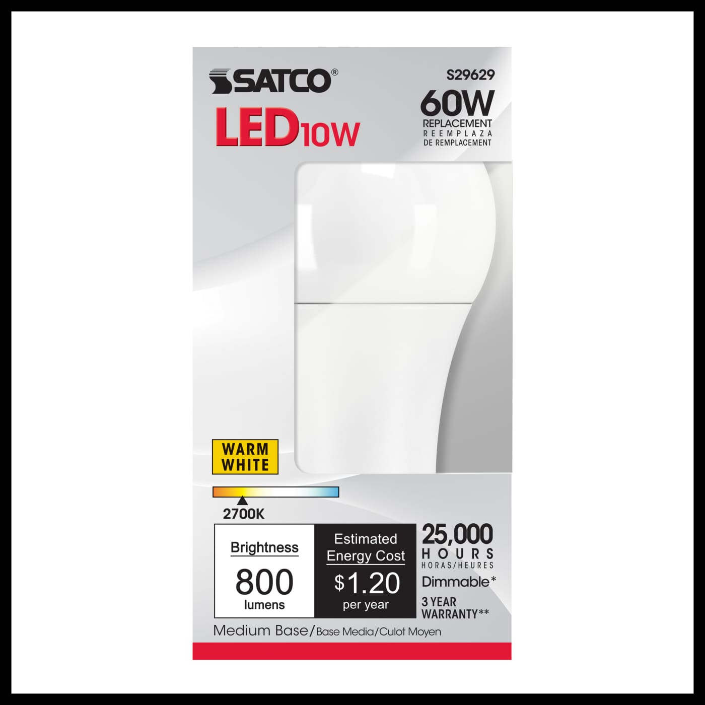 10A19/LED/2700K/800L/120V - S29629