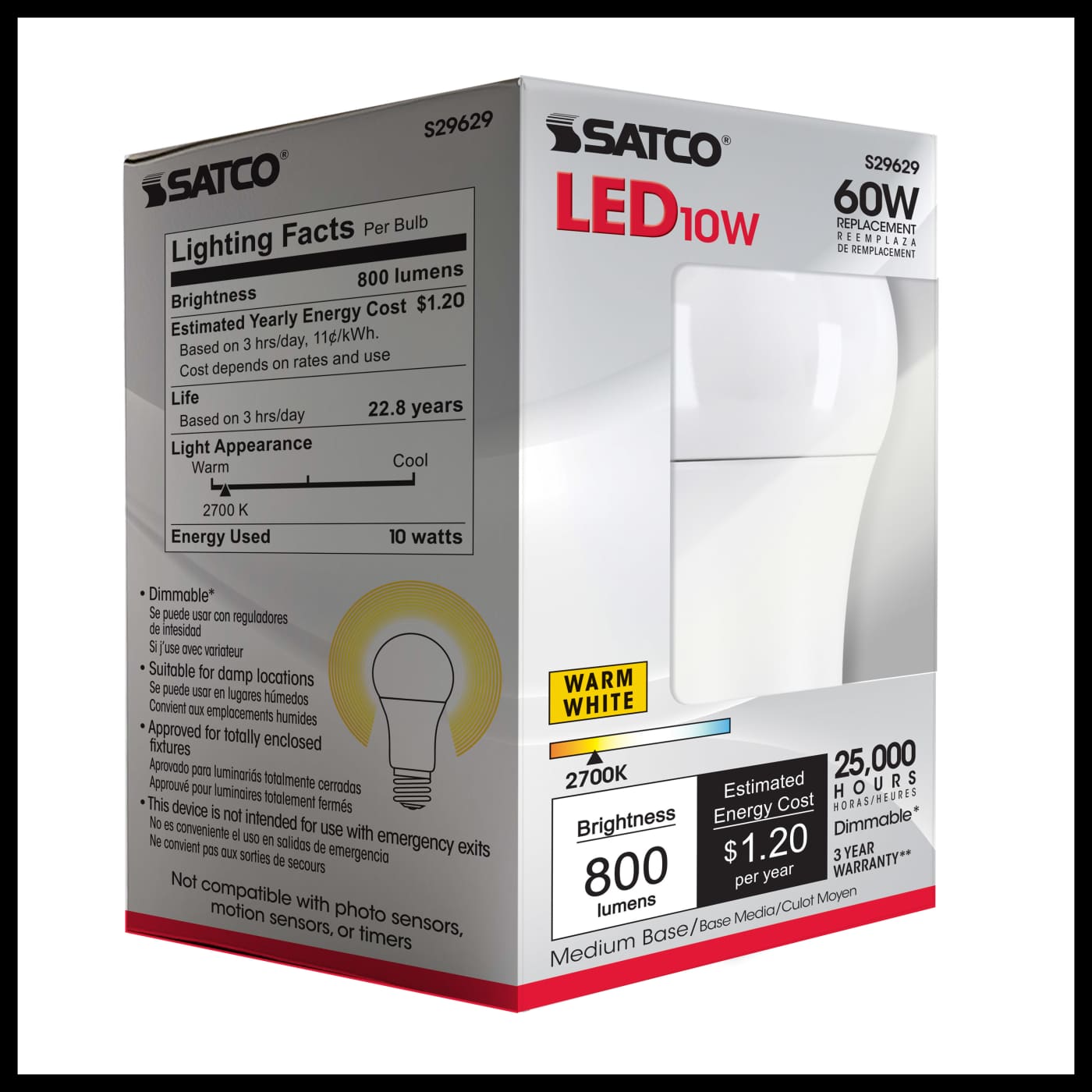 10A19/LED/2700K/800L/120V - S29629