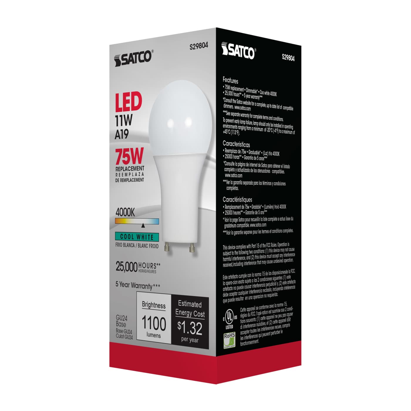 11A19/LED/4000K/120V/D/GU24 - S29804