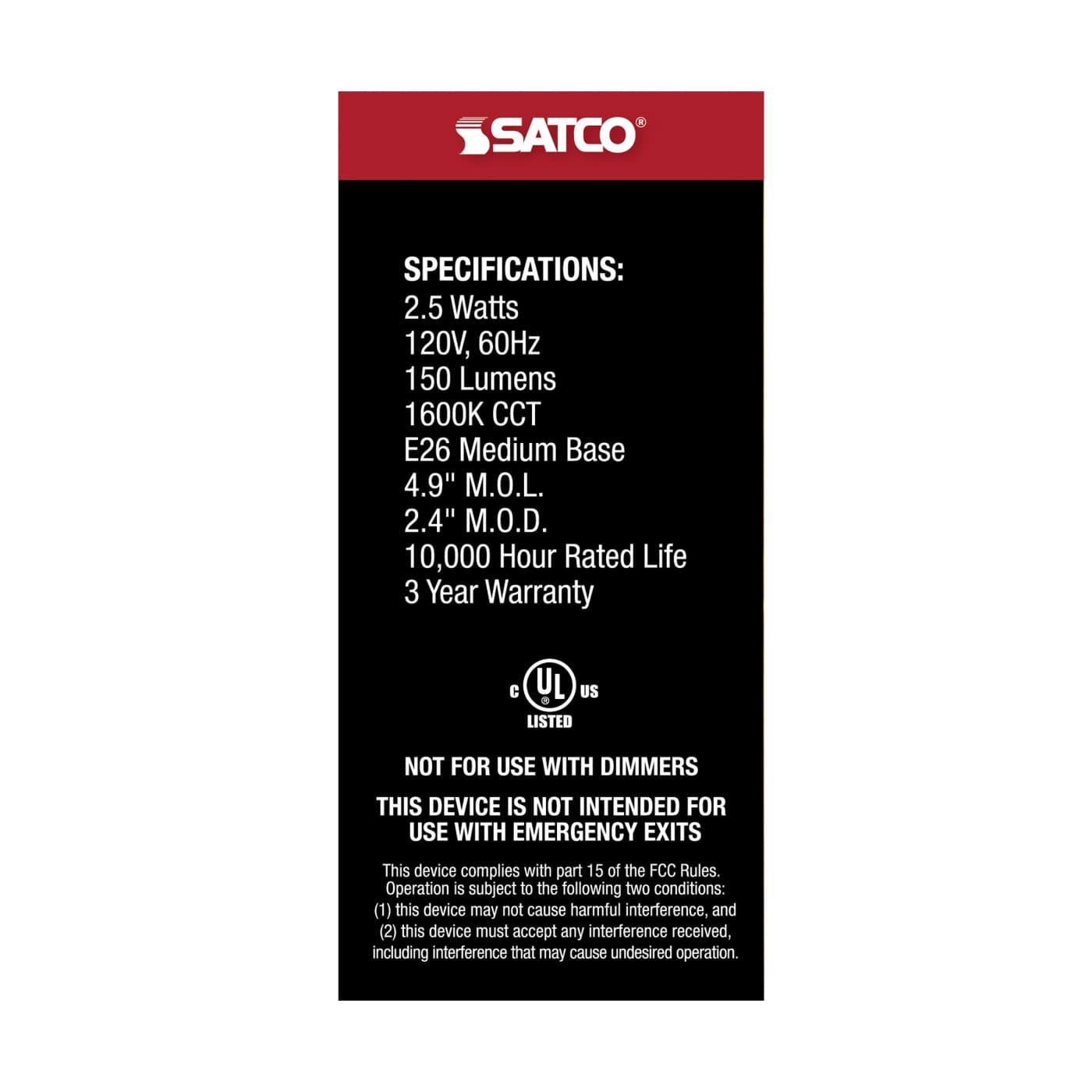 2.5/LED/T19/FLAME/816/120V/E26 - S29806