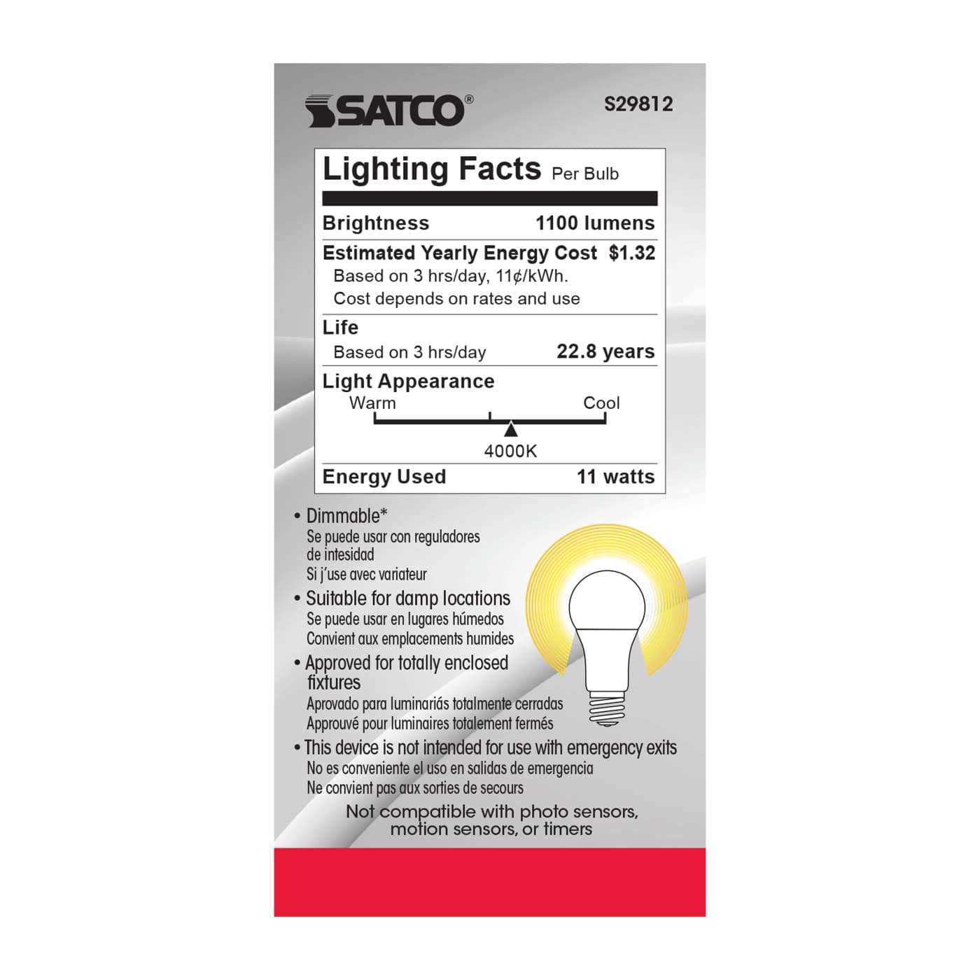 11A19/LED/4000K/1100L/120V/D - S29812