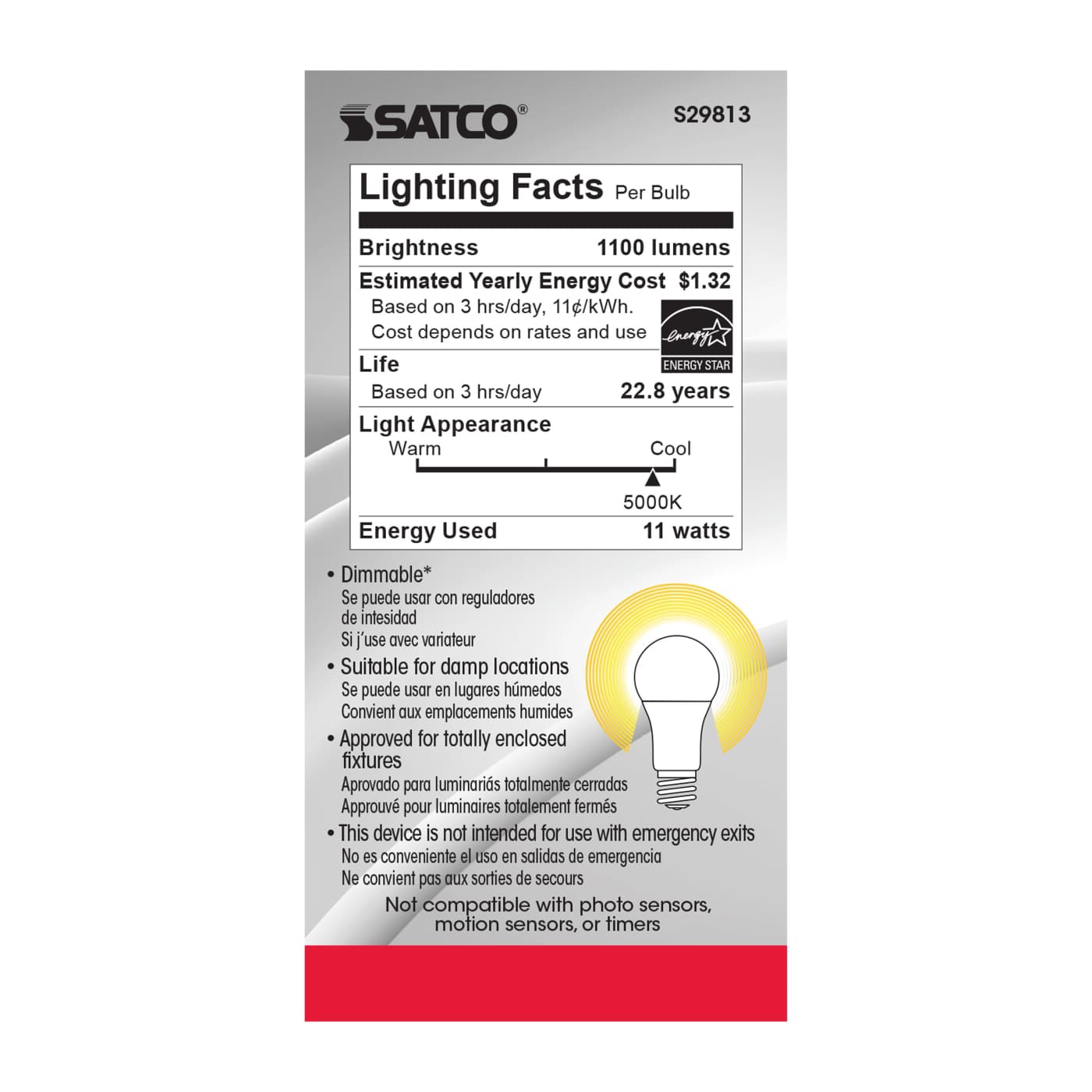 11A19/LED/5000K/1100L/120V/D - S29813