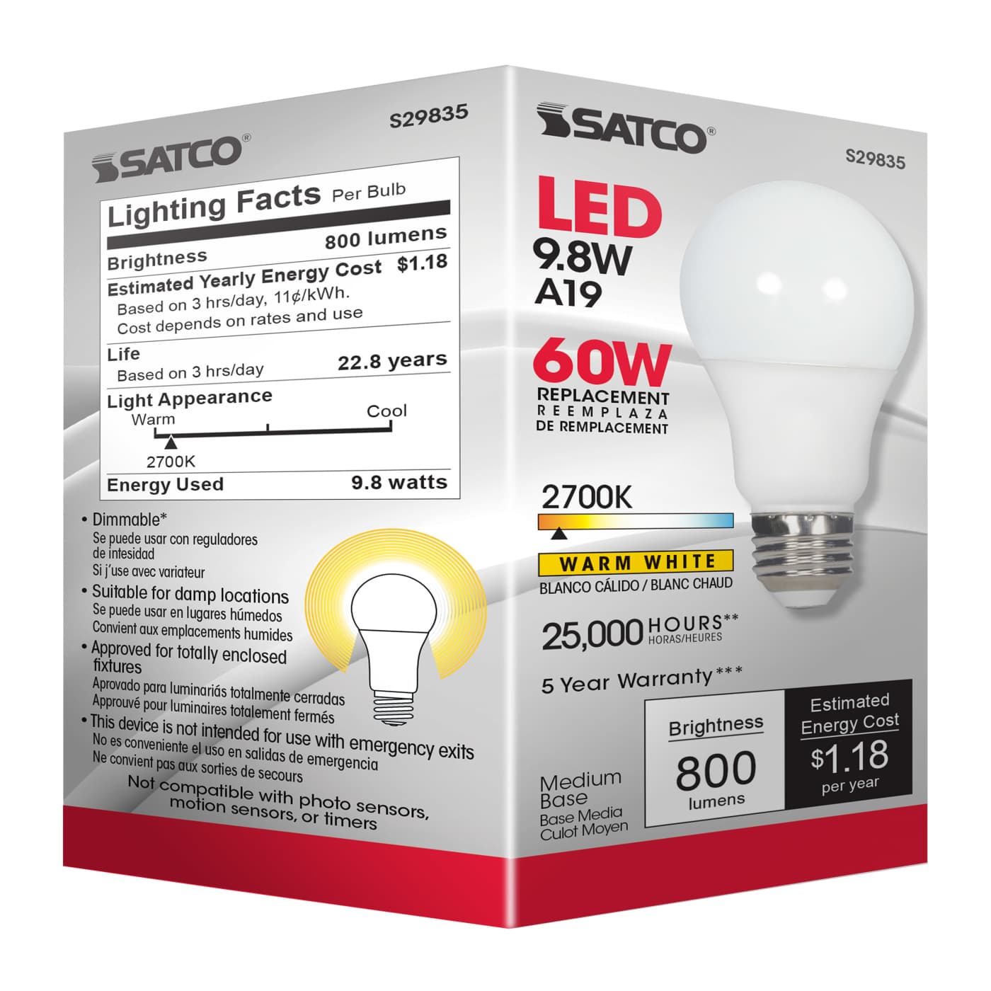 9.8A19/OMNI/220/LED/27K - S29835