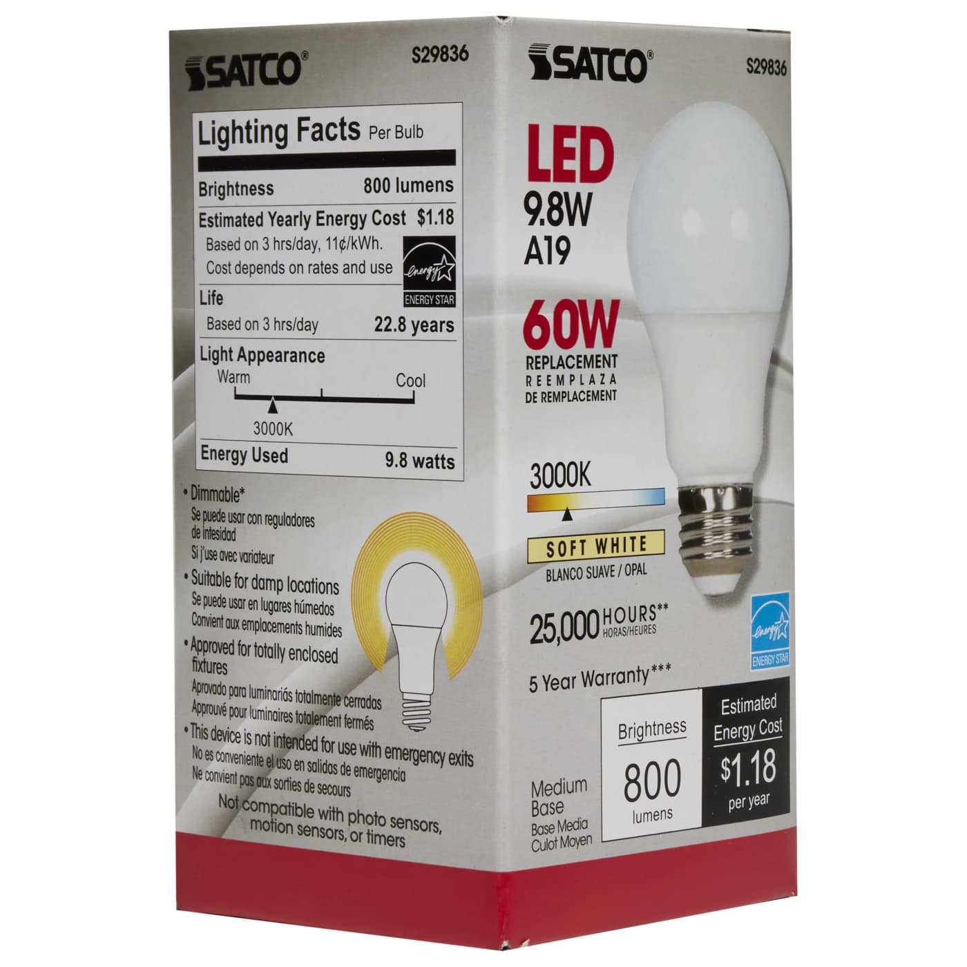 9.8A19/OMNI/220/LED/30K - S29836