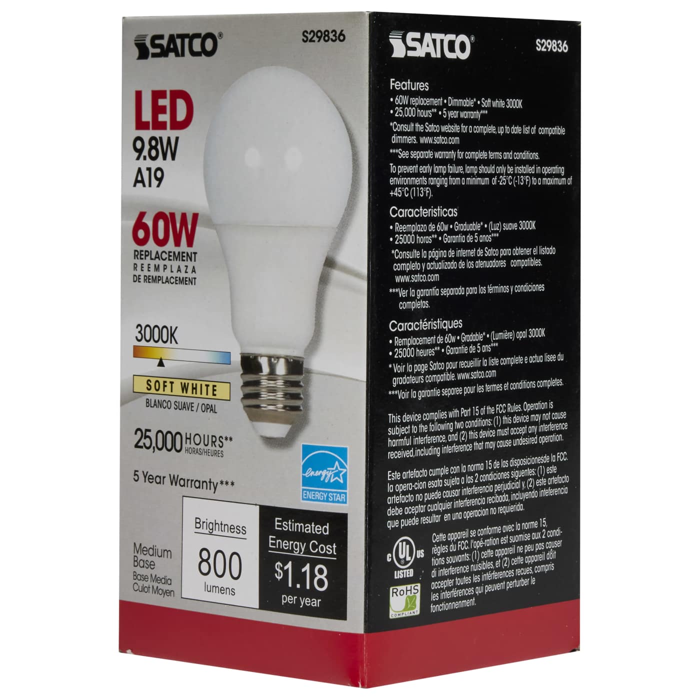 9.8A19/OMNI/220/LED/30K - S29836