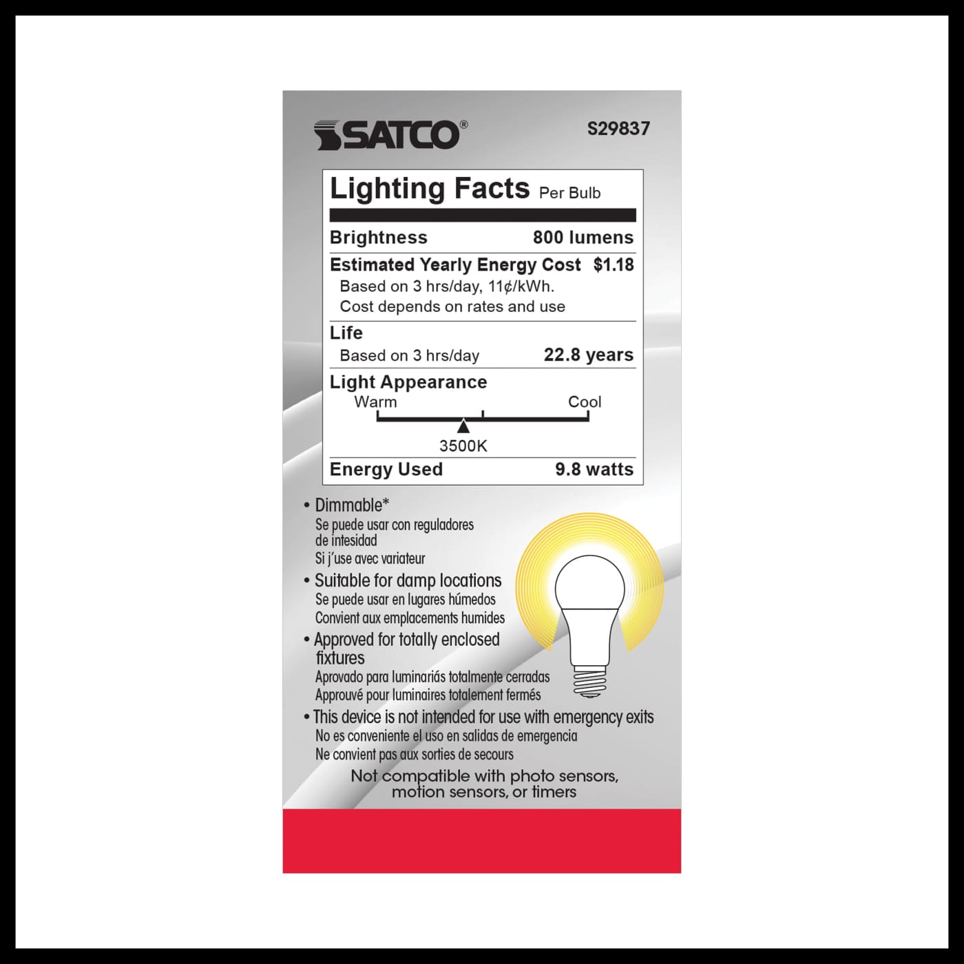 9.8A19/OMNI/220/LED/35K - S29837