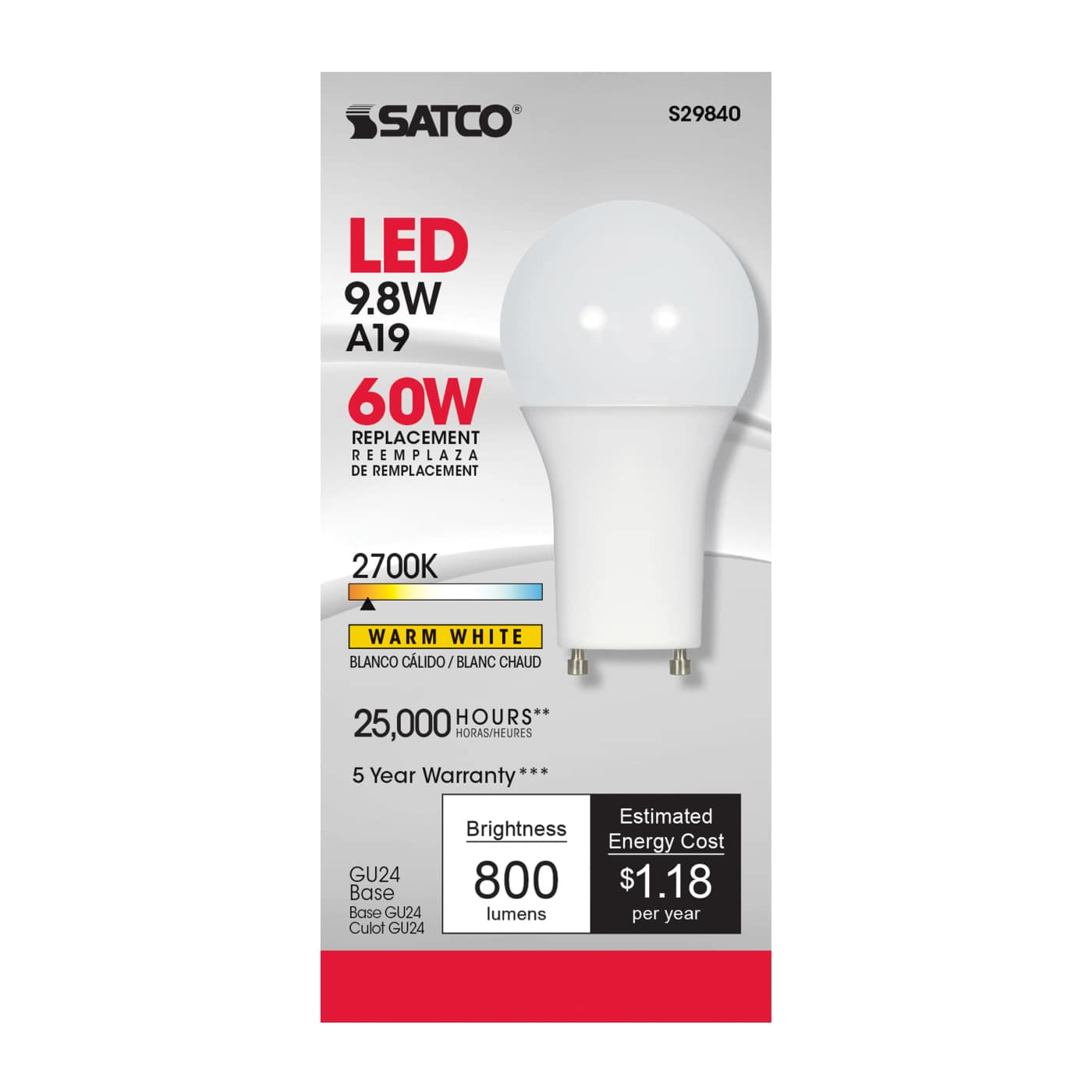 9.8A19/OMNI/220/LED/27K/GU24 - S29840