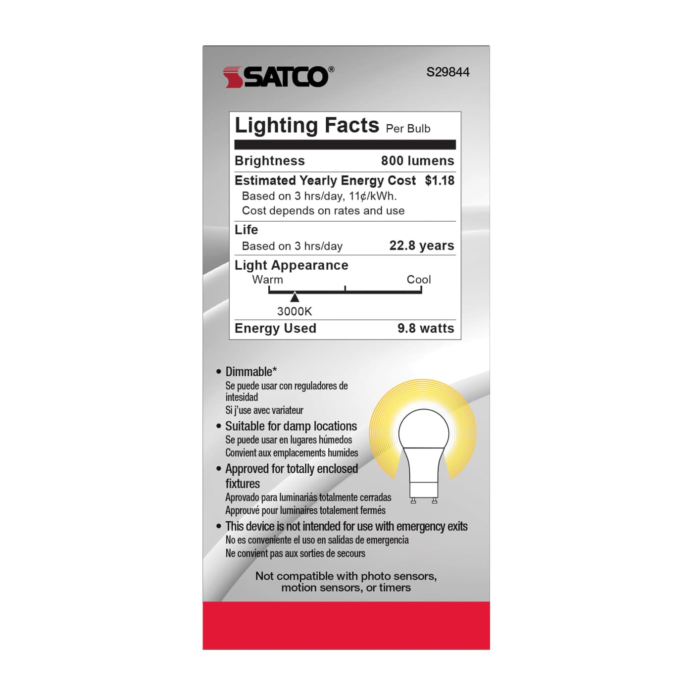 9.8A19/OMNI/220/LED/30K/GU24 - S29844