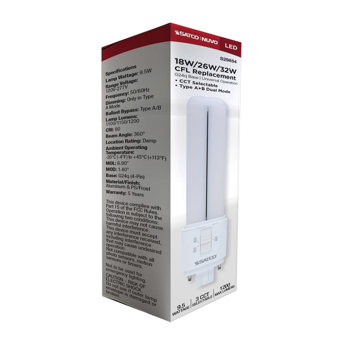 9.5W/LED/CFL/3CCT/DUAL/4P - S29854