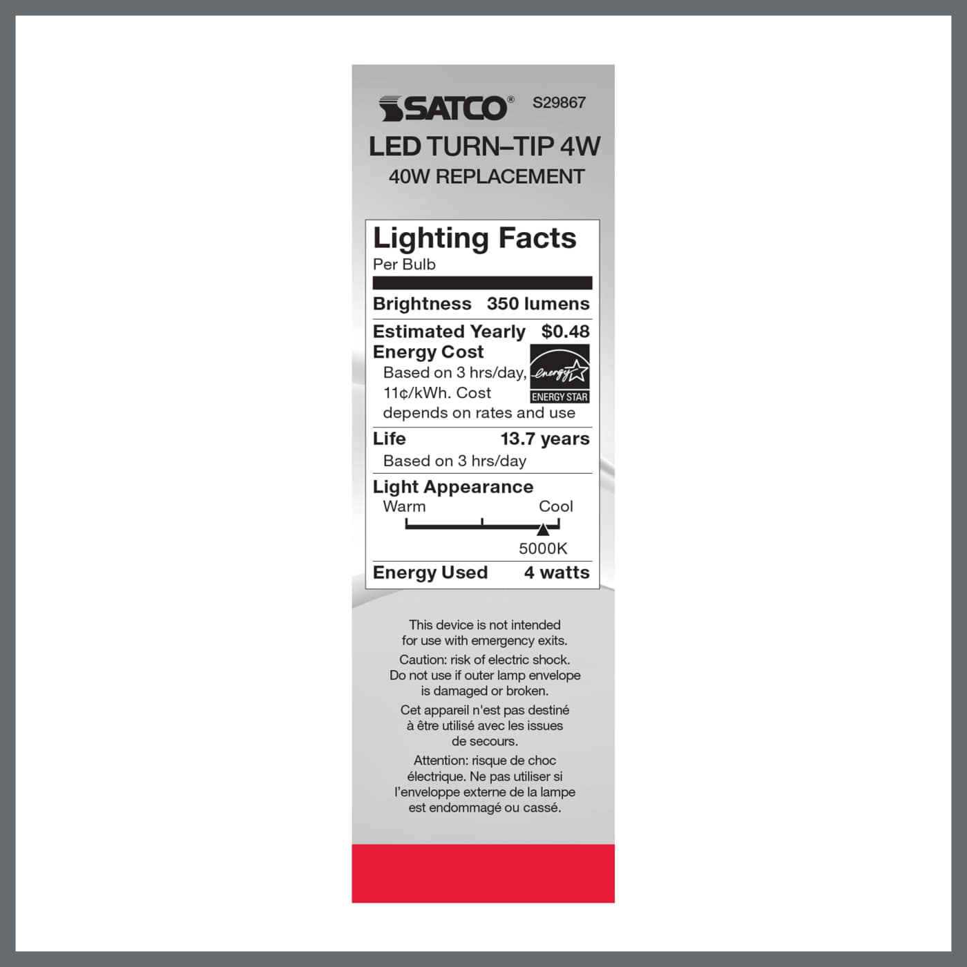 4W CFC/LED/50K/CL/120V - S29867