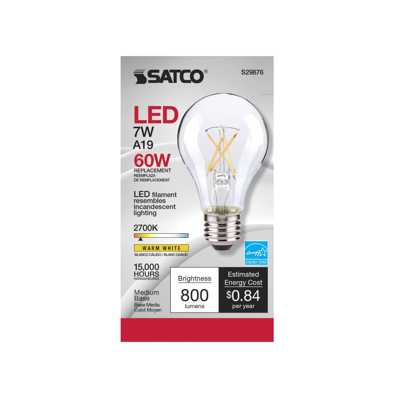 7A19/CL/LED/E26/27K/ES/120V - S29876