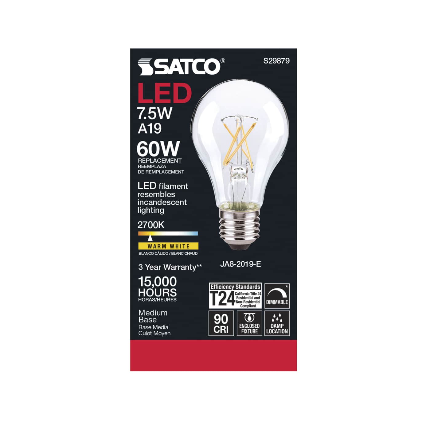 8A19/CL/LED/E26/27K/90CRI - S29879