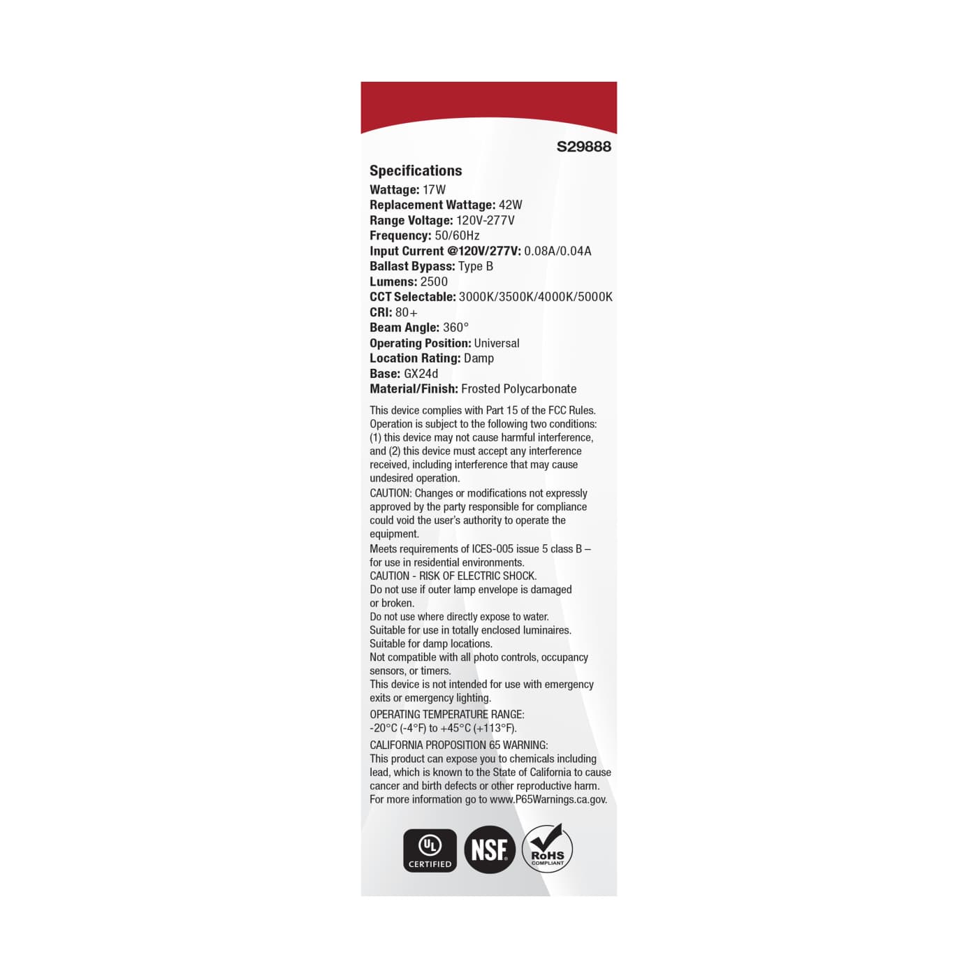 17WPLTL/8CCT4/GX24D/OB/U - S29888