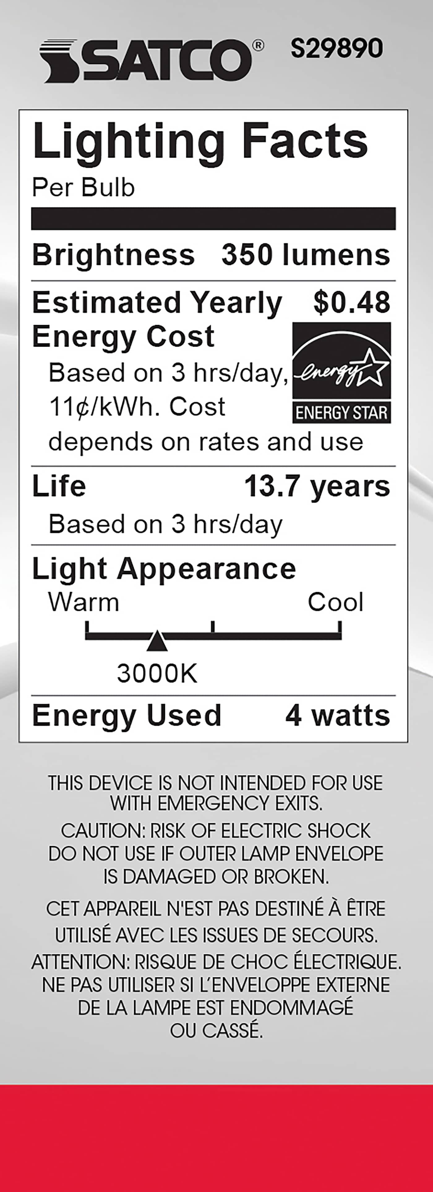 4W CTC/LED/30K/CL/120V - S29890