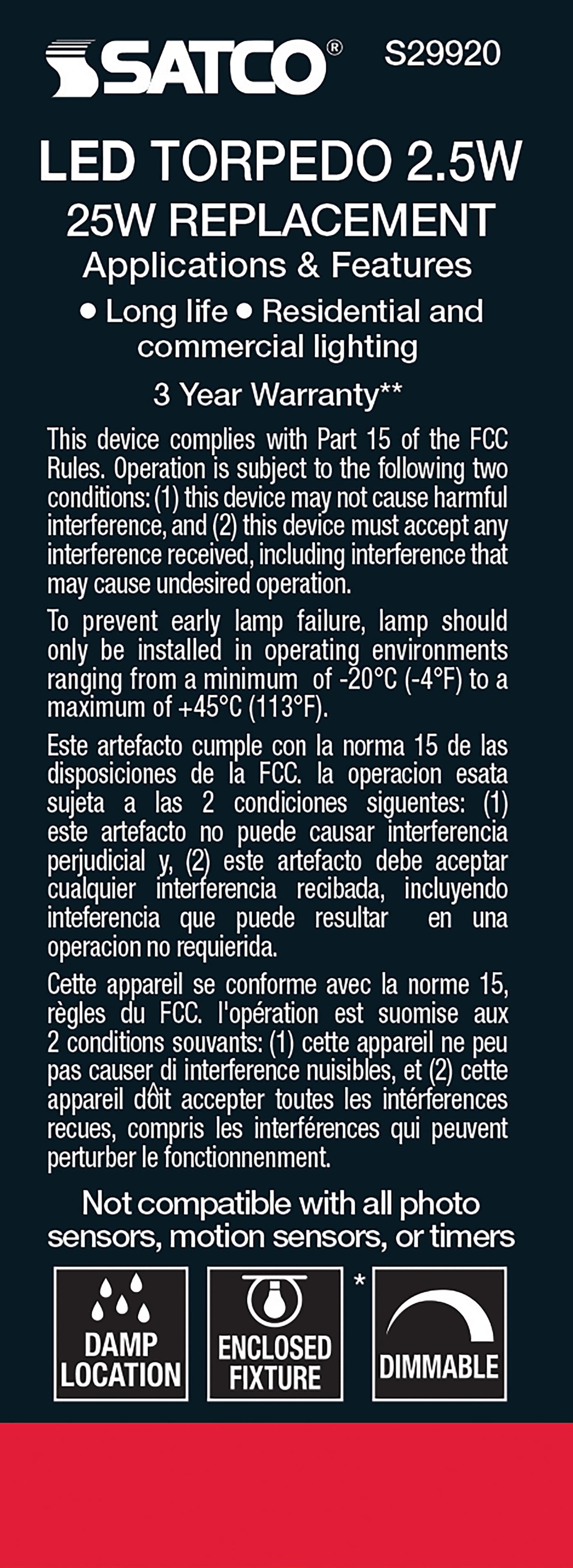 2.5W CTC/LED/27K/CL/120V - S29920
