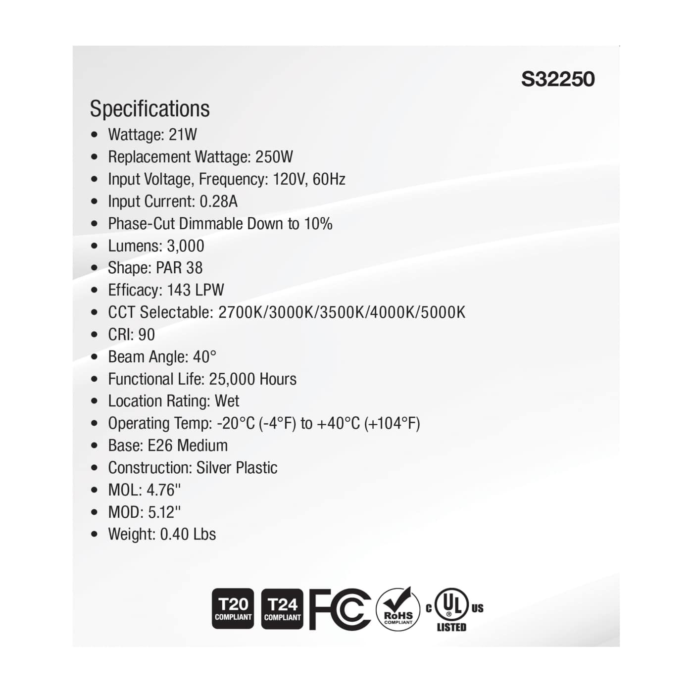 21PAR38/5CCT/HL/120V/D - S32250