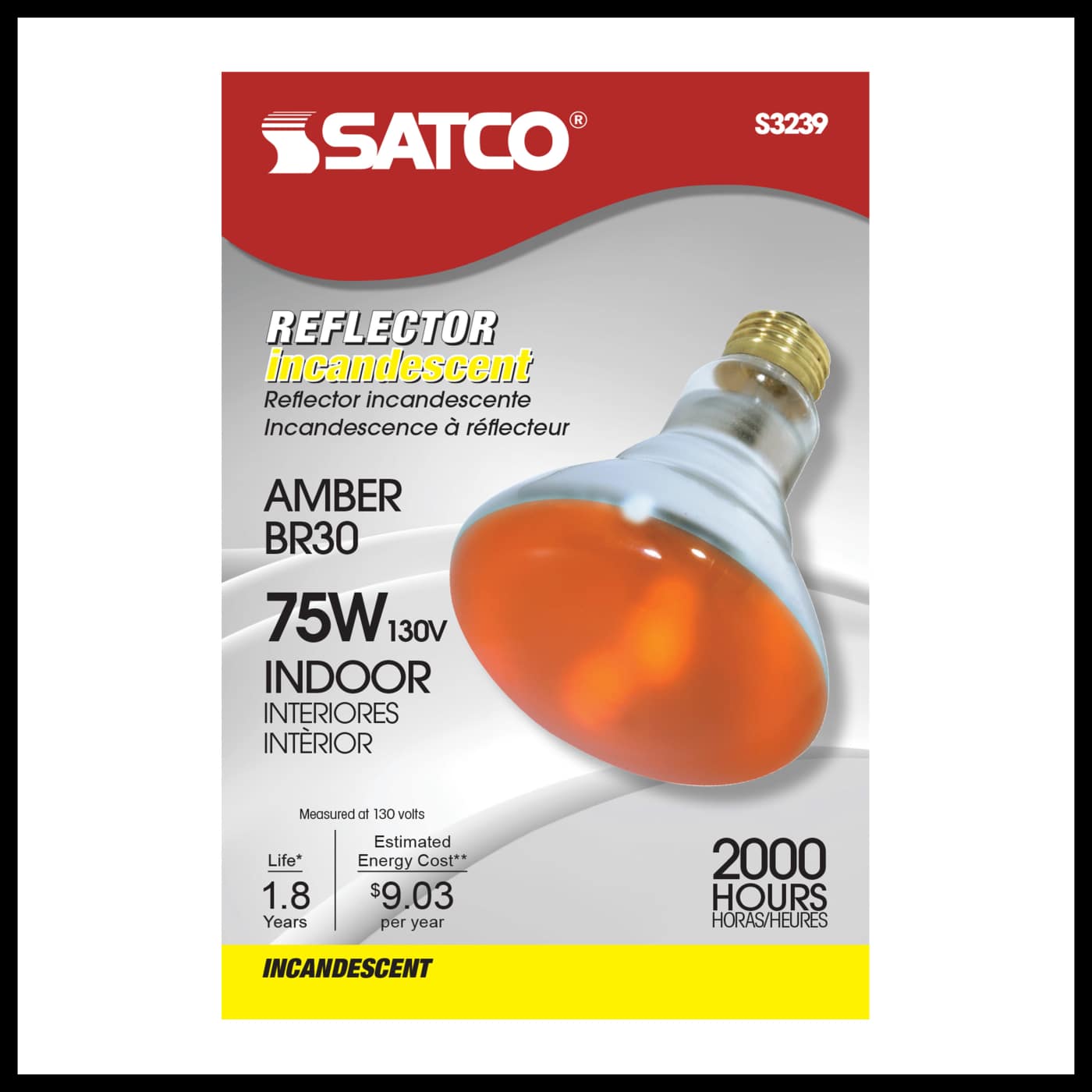 75W BR30 STD AMBER - S3239