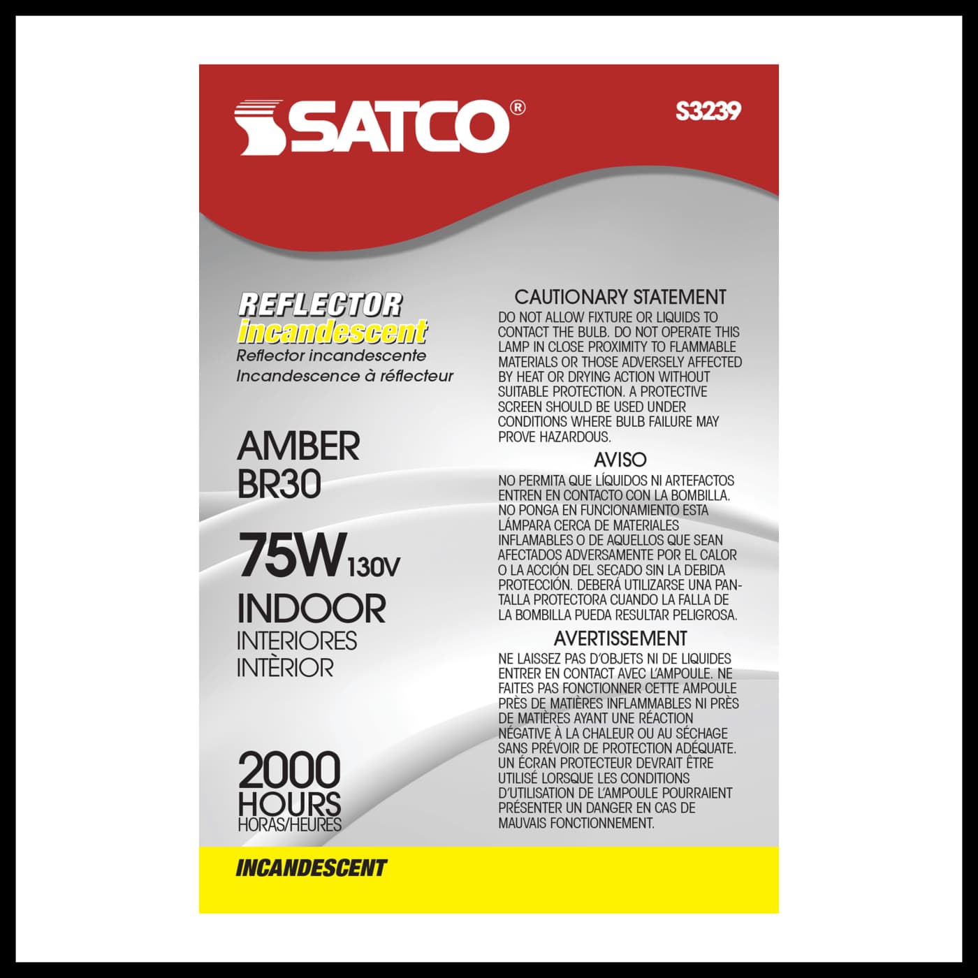 75W BR30 STD AMBER - S3239