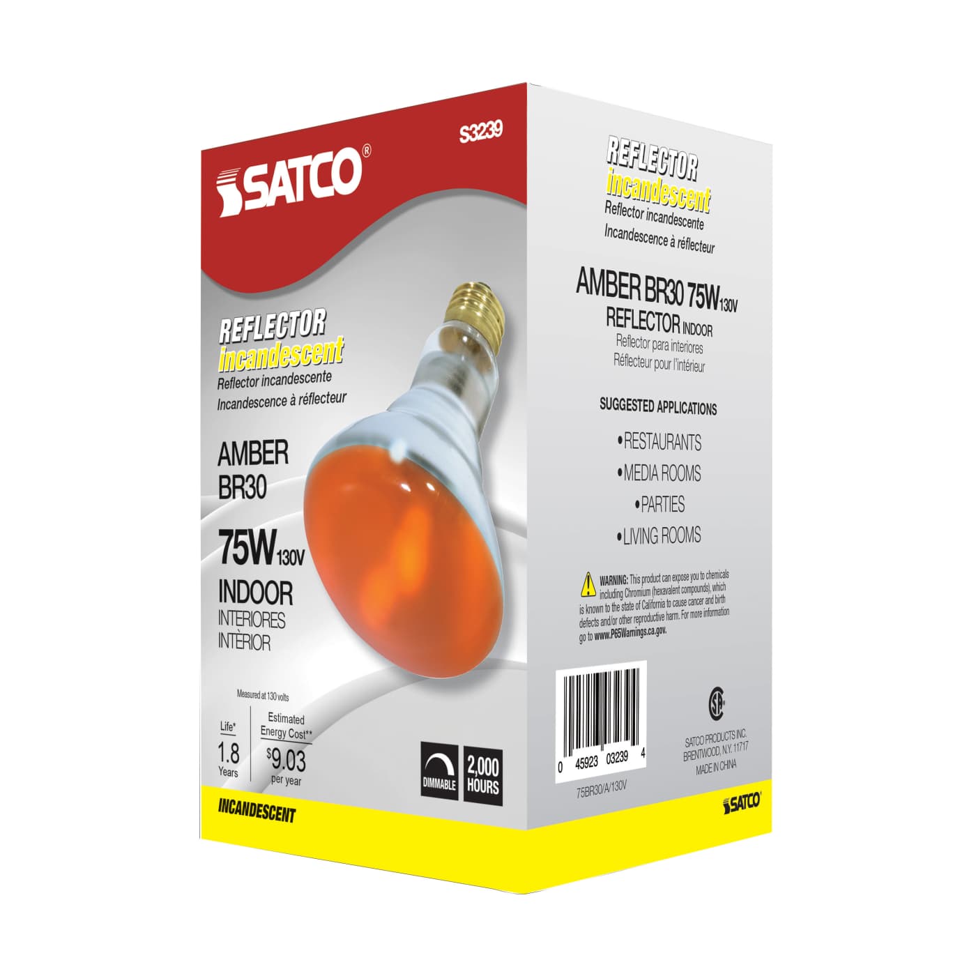 75W BR30 STD AMBER - S3239