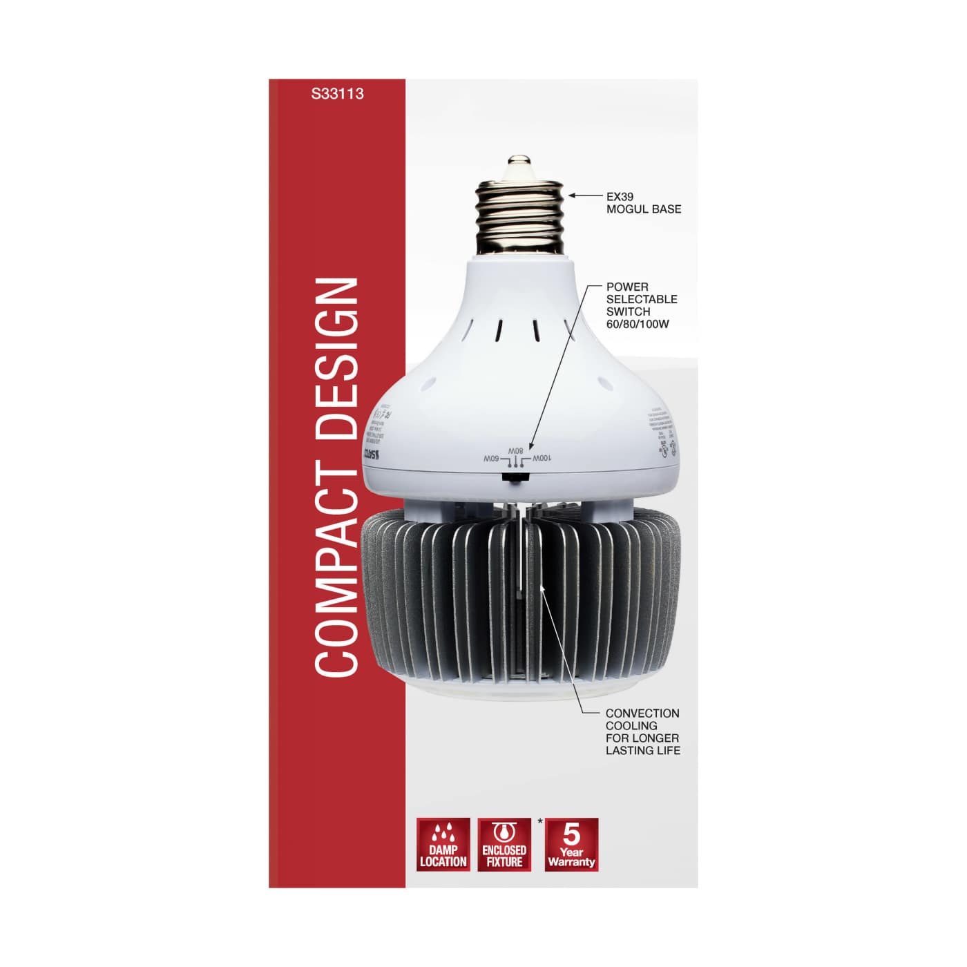 100W/LED/HID-HB/5K/100-277V - S33113