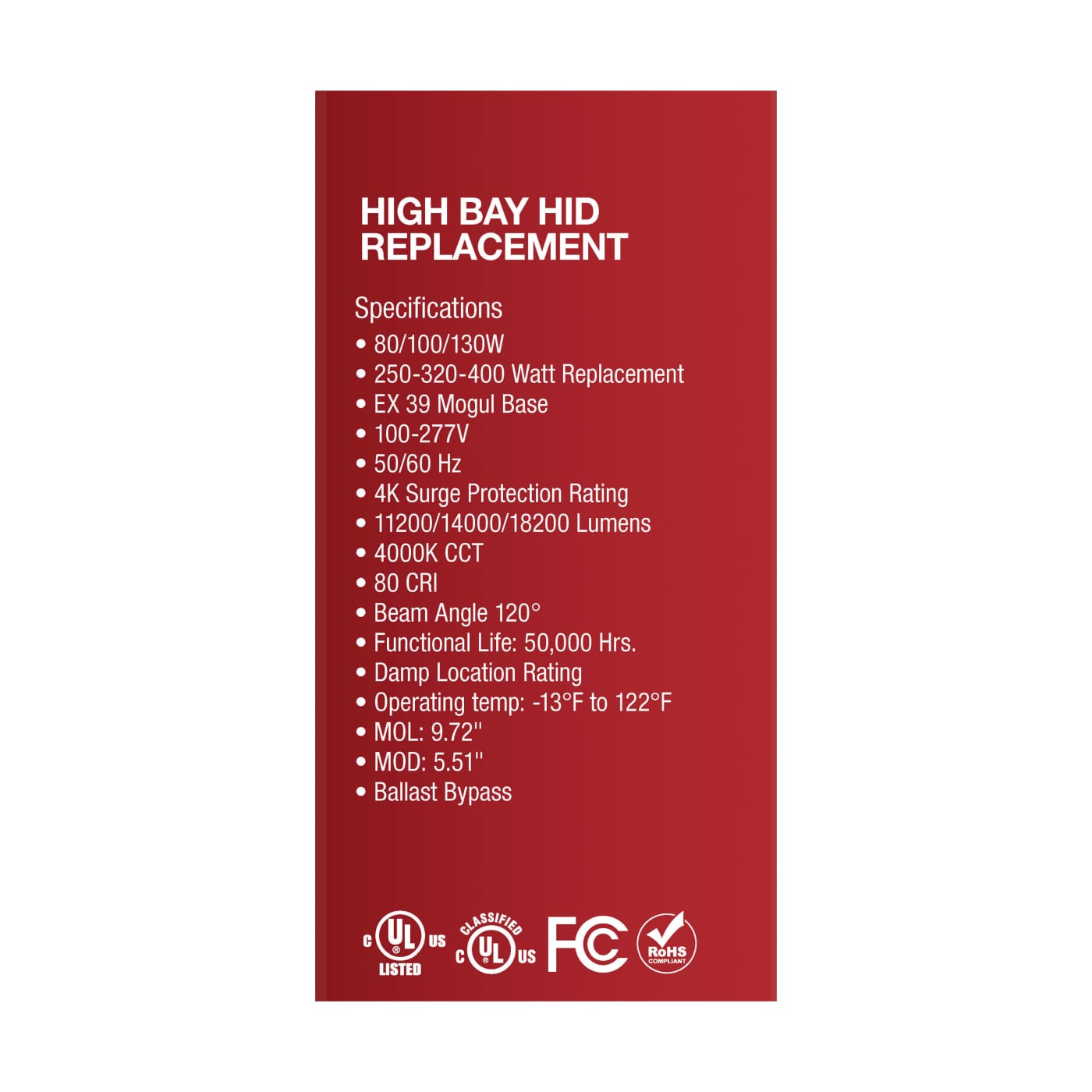 130W/LED/HID-HB/4K/100-277V - S33114