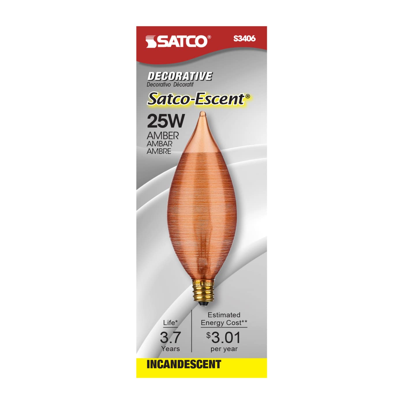SATCOESCENT 25W C11 CB AMBER - S3406