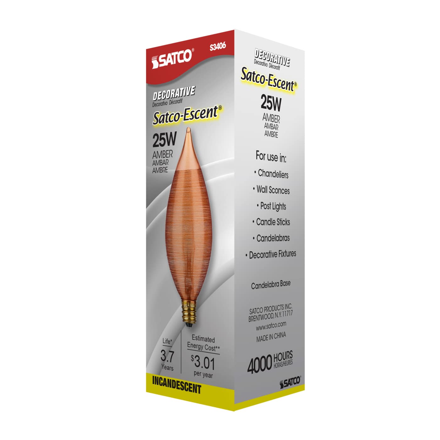 SATCOESCENT 25W C11 CB AMBER - S3406