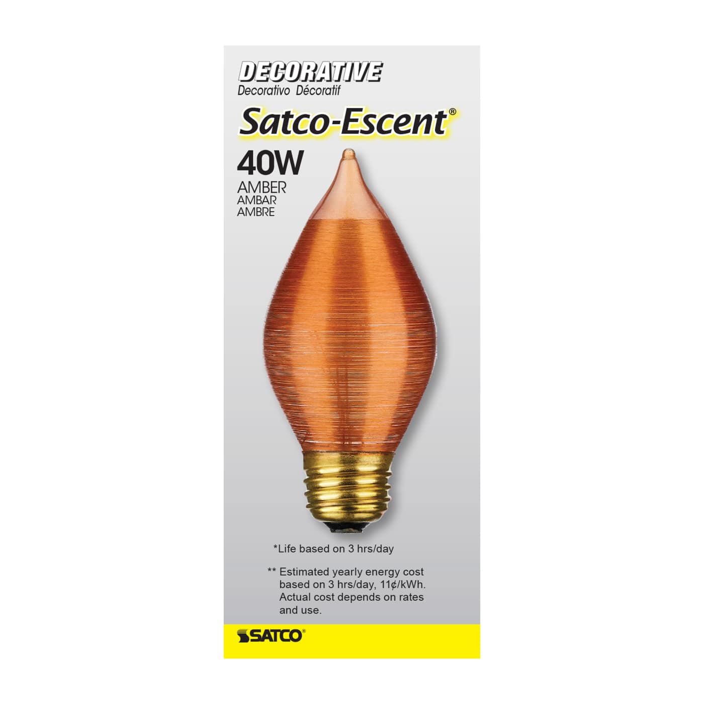 SATCOESCENT 40W C15 STD AMBER - S3416