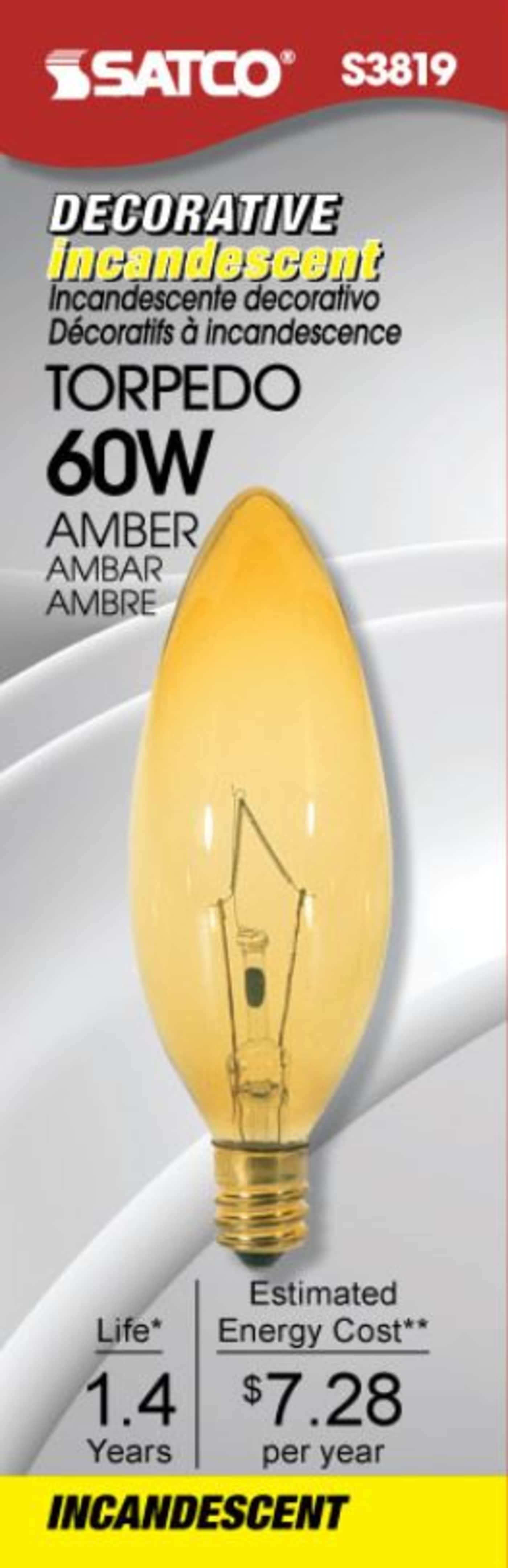 S3819 60W TORP CAND TRANS AMBER