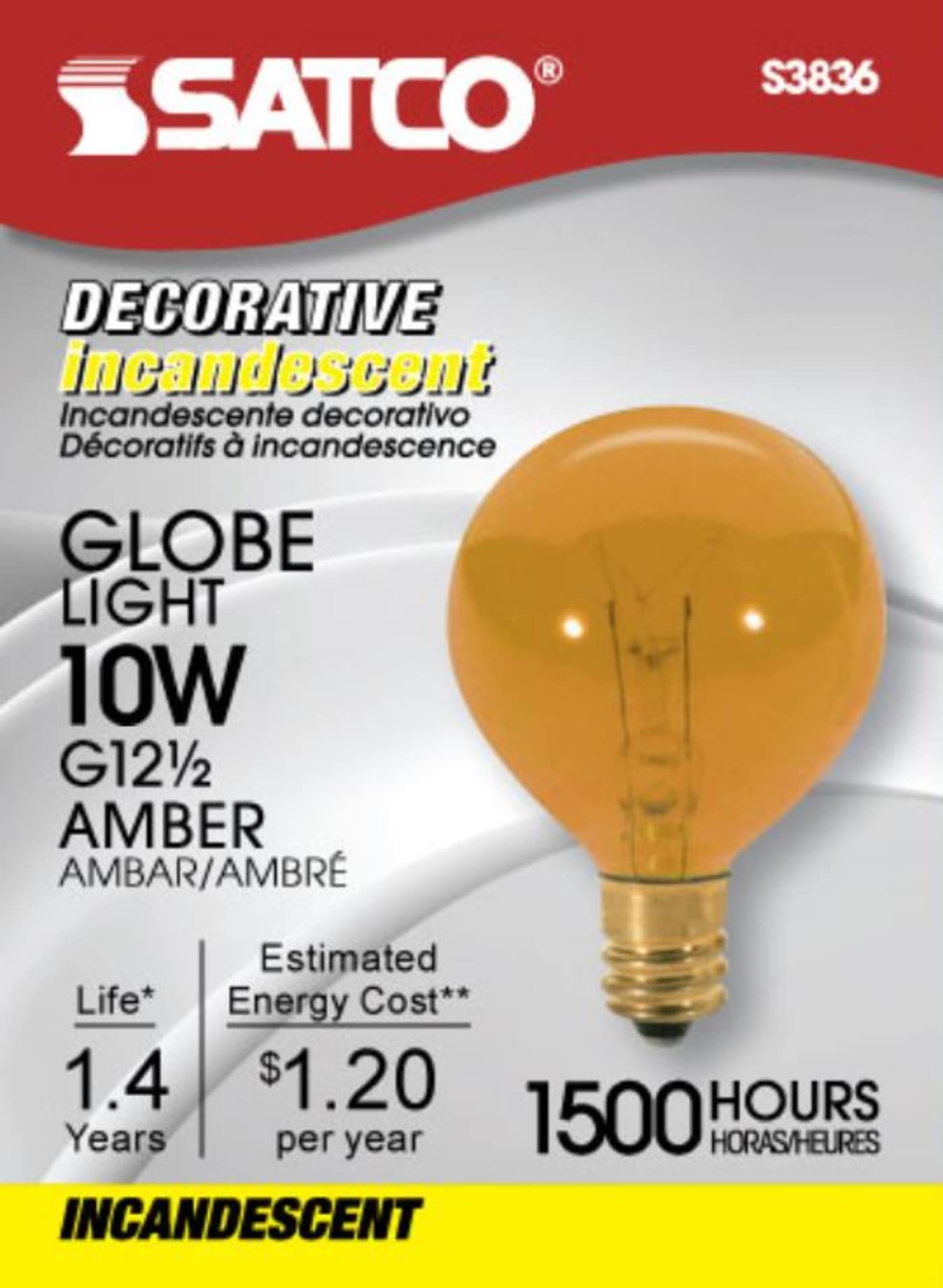 10W G 12 1/2 CAND TRANS AMB - S3836