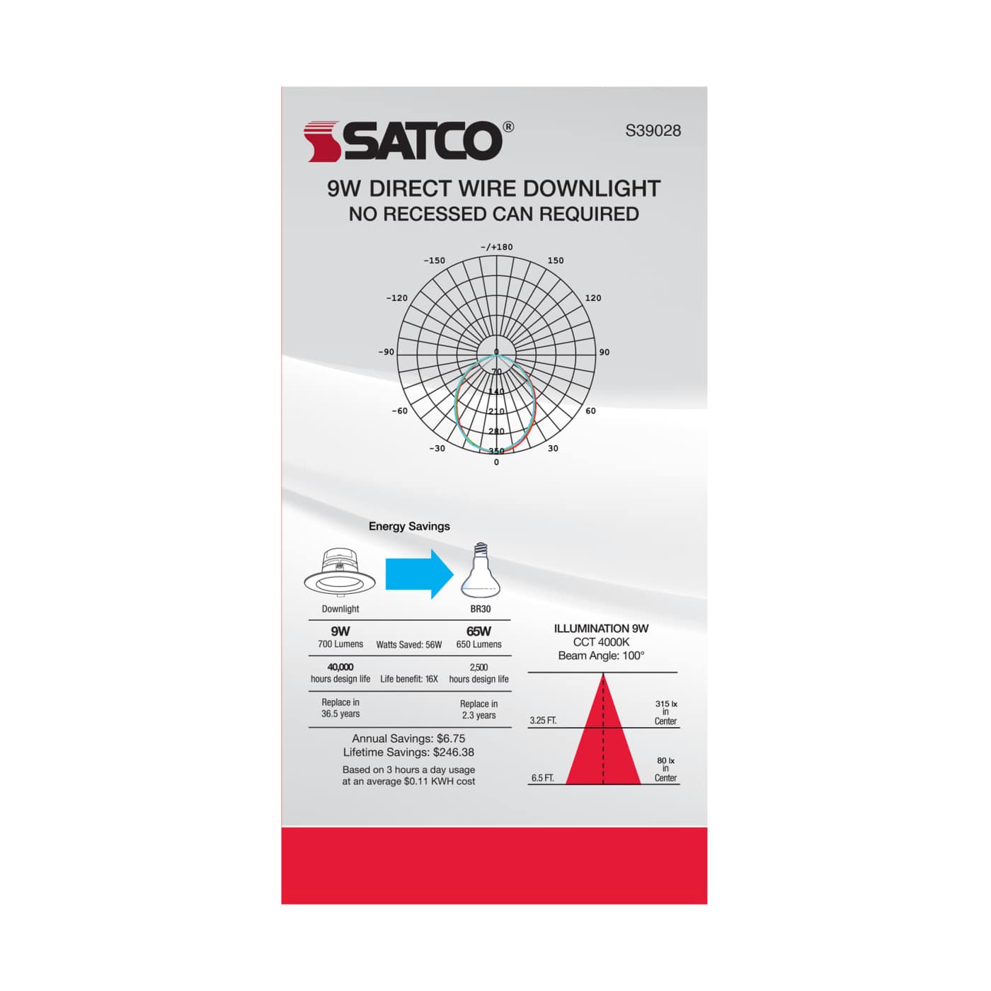 9WLED/DW/RDL/5-6/40K/120V - S39028