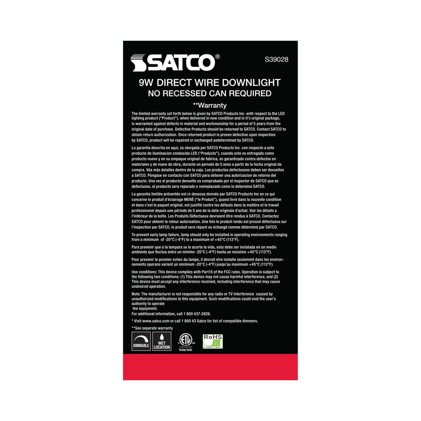 9WLED/DW/RDL/5-6/40K/120V - S39028