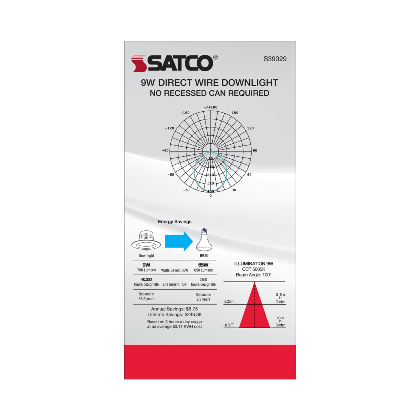 9WLED/DW/RDL/5-6/50K/120V - S39029