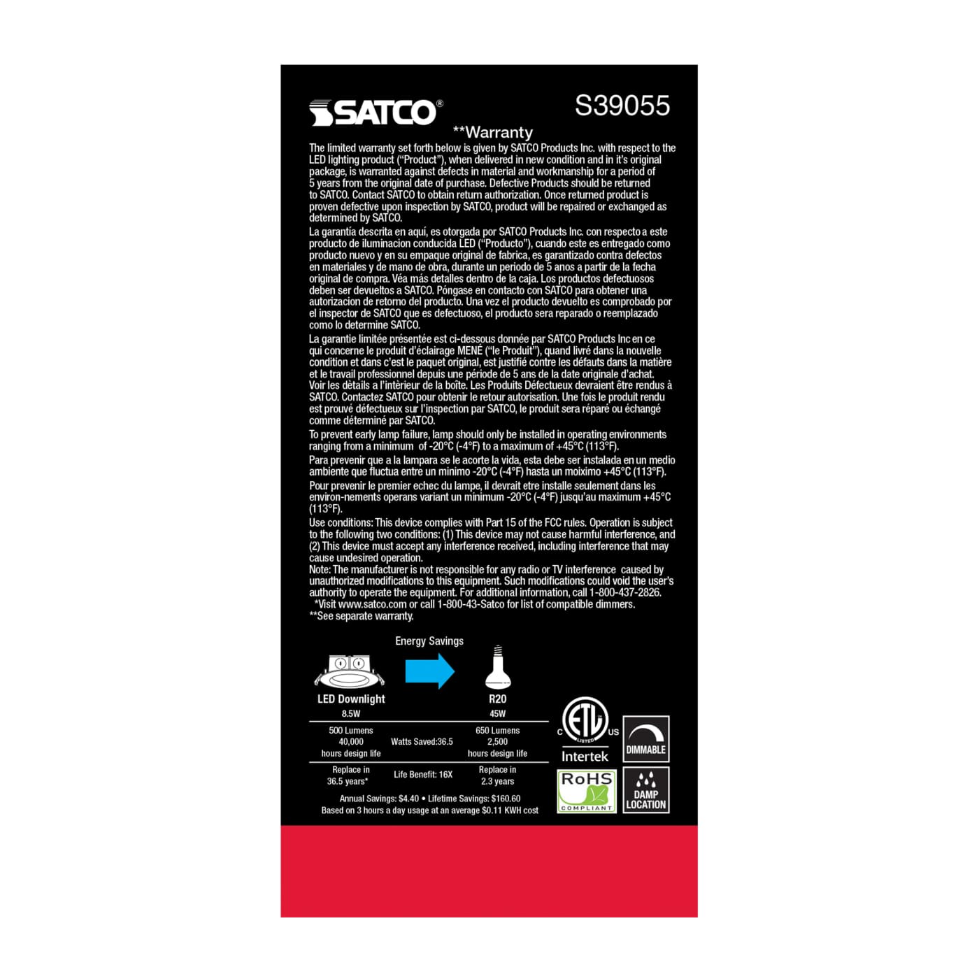 8.5WLED/DW/EL/4/27K/120V - S39055