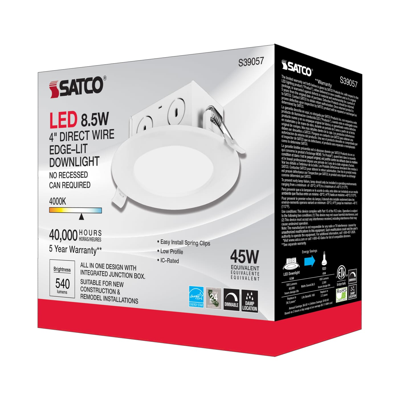 8.5WLED/DW/EL/4/40K/120V - S39057