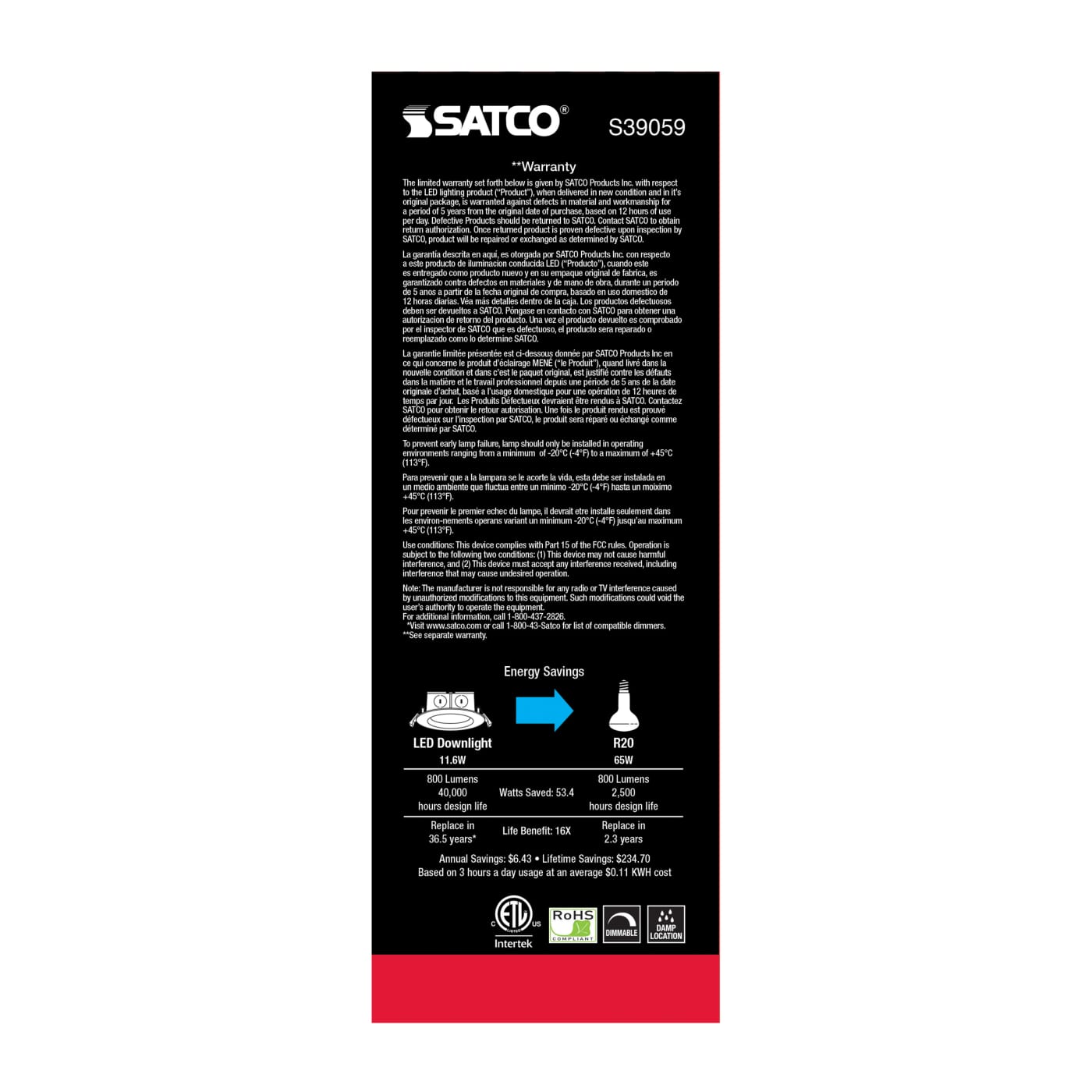 11.6WLED/DW/EL/5-6/50K/120V - S39059