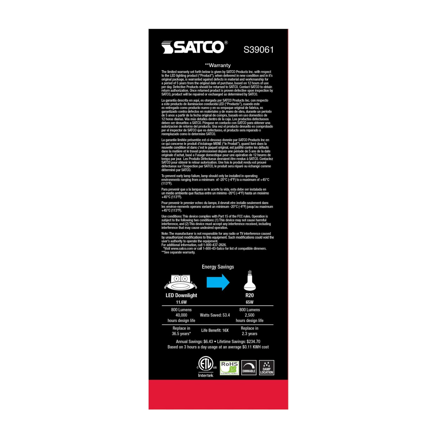 11.6WLED/DW/EL/5-6/27K/120V - S39061