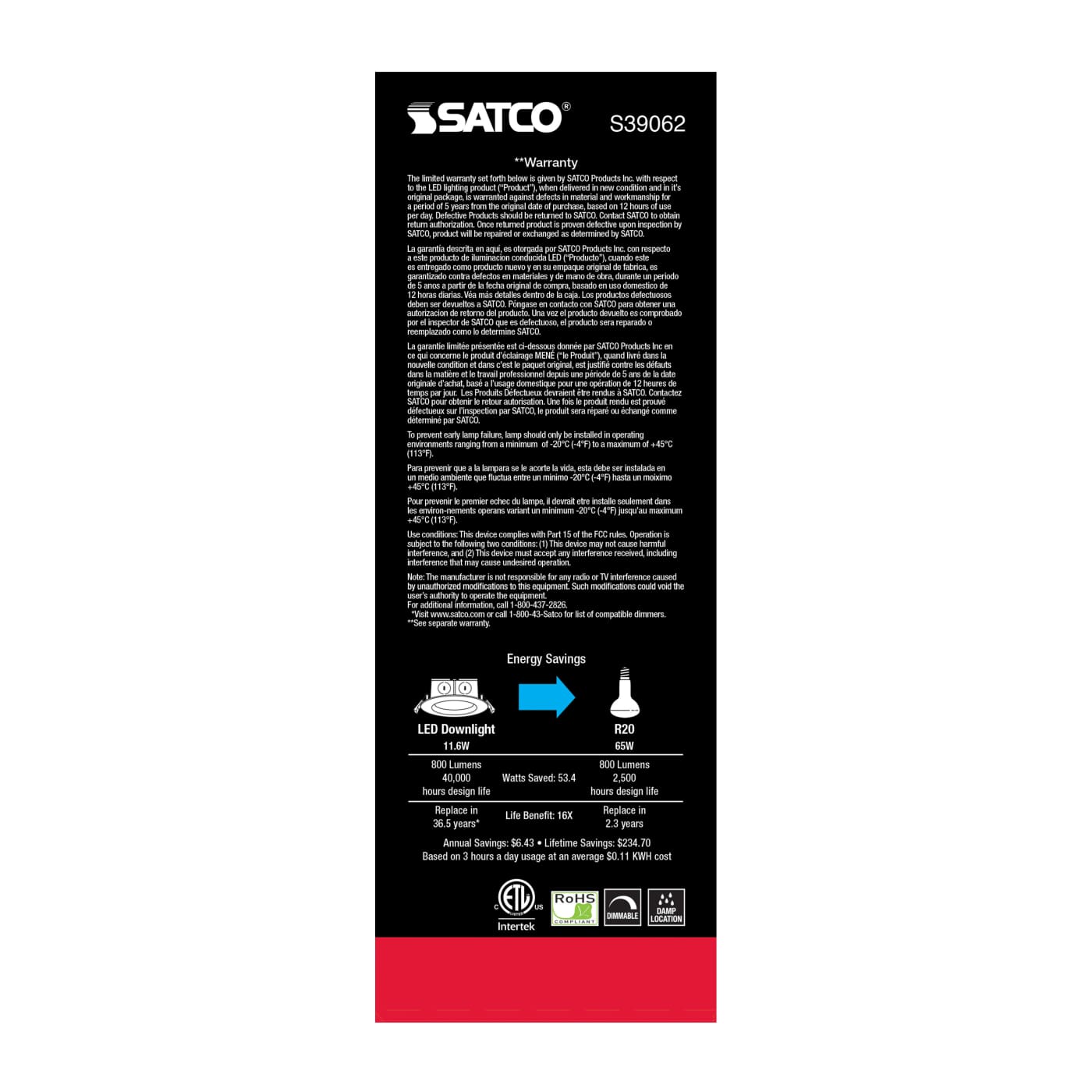 11.6WLED/DW/EL/5-6/30K/120V - S39062