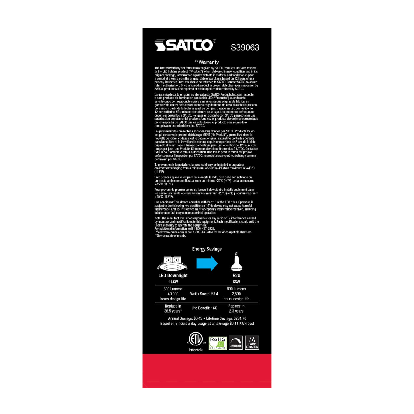 11.6WLED/DW/EL/5-6/40K/120V - S39063