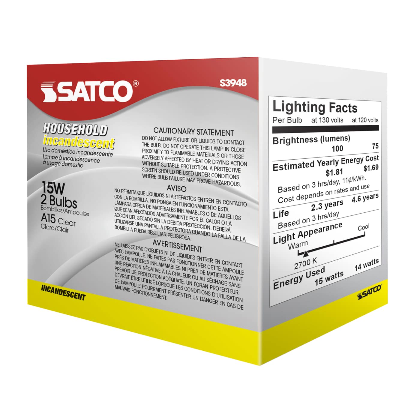 15W A-15 CLEAR MED BASE - S3948