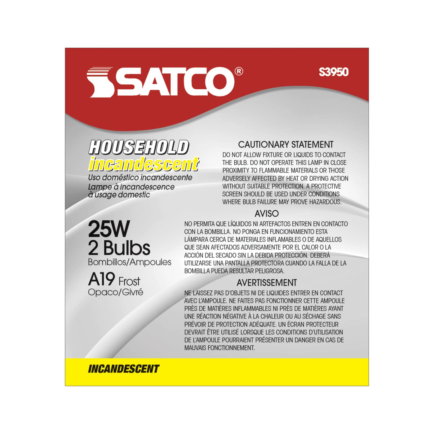 25W A-19 FROSTED 130V - S3950