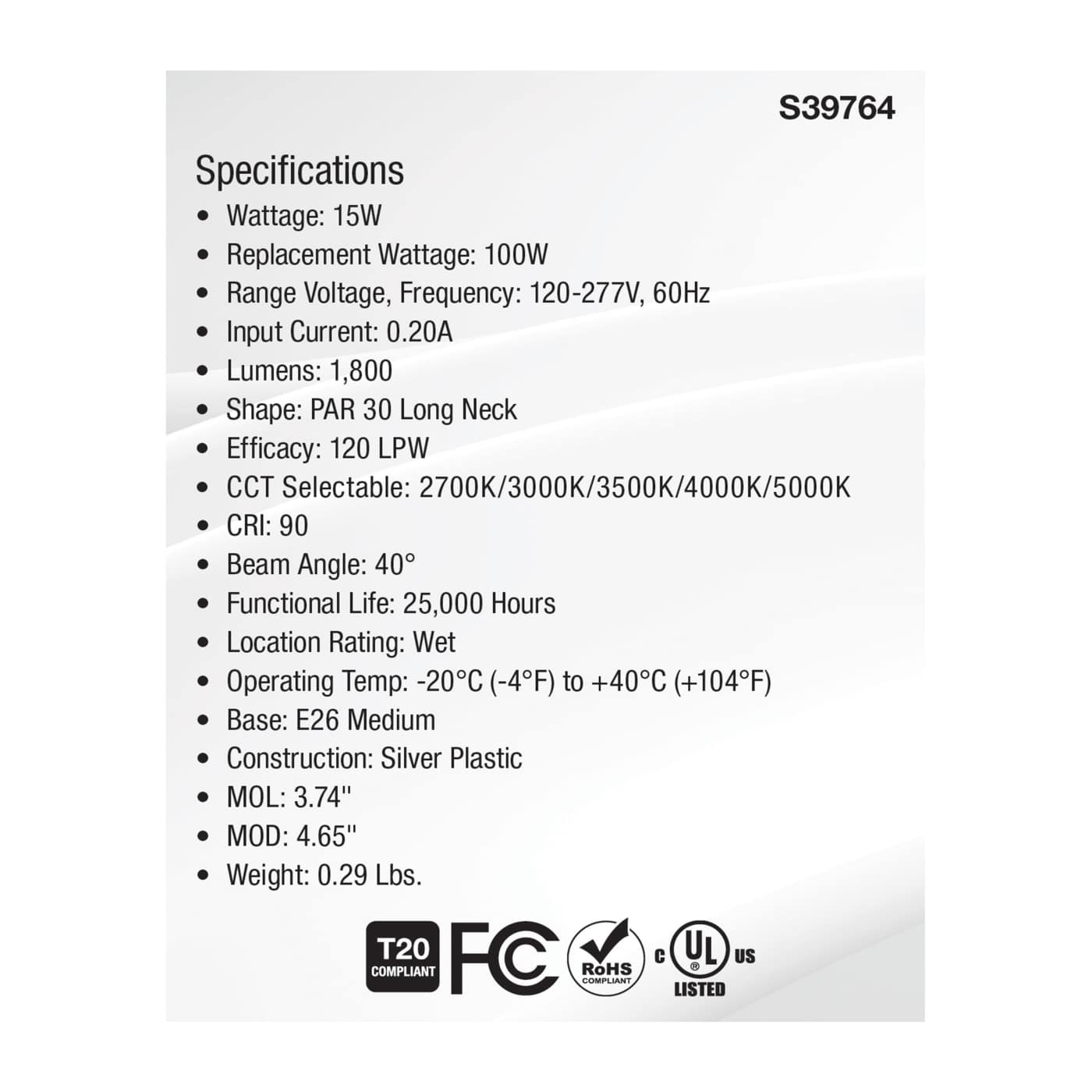 15PAR30/5CCT/HL/120-277/ND - S39764