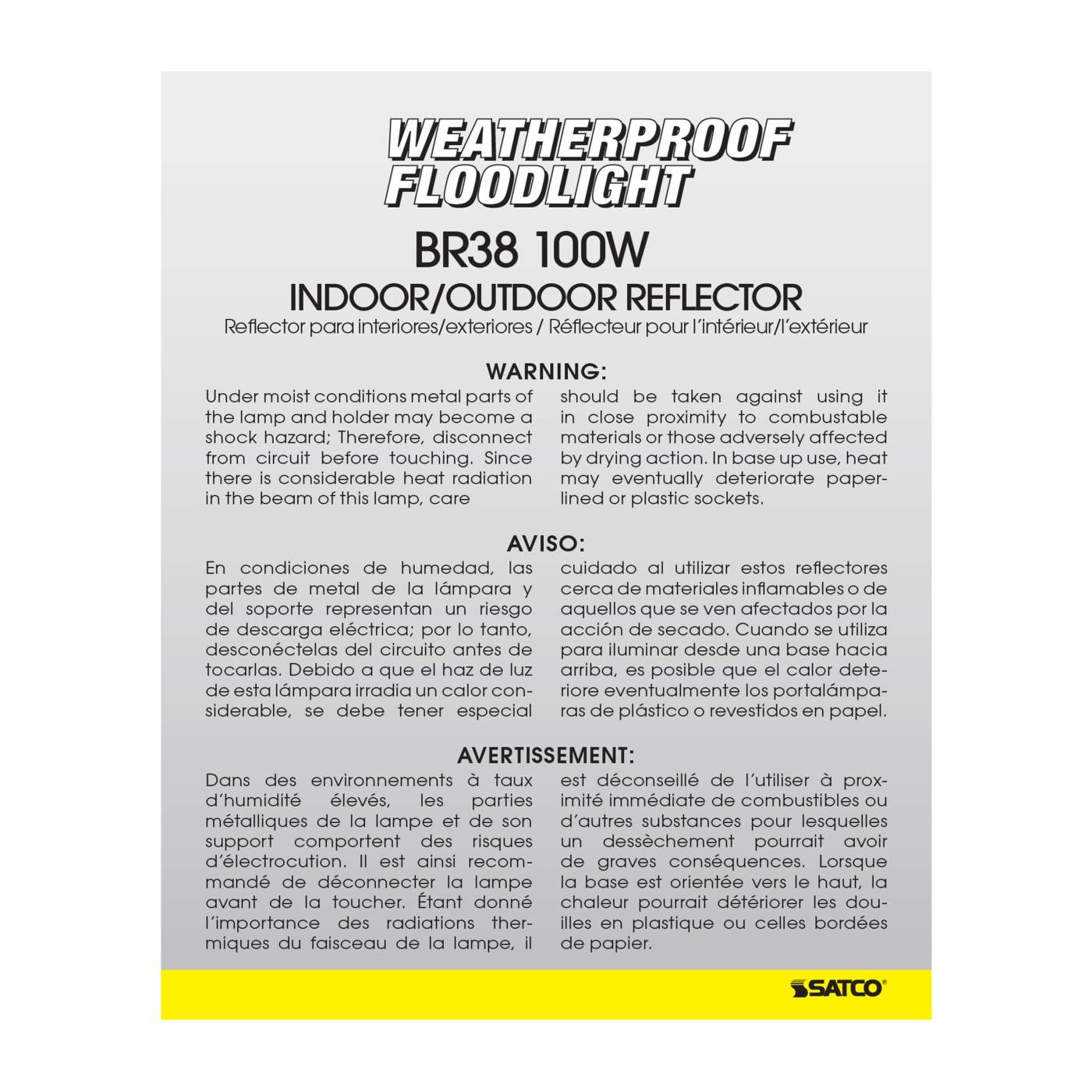 100W BR-38 AMBER 120V. - S4425