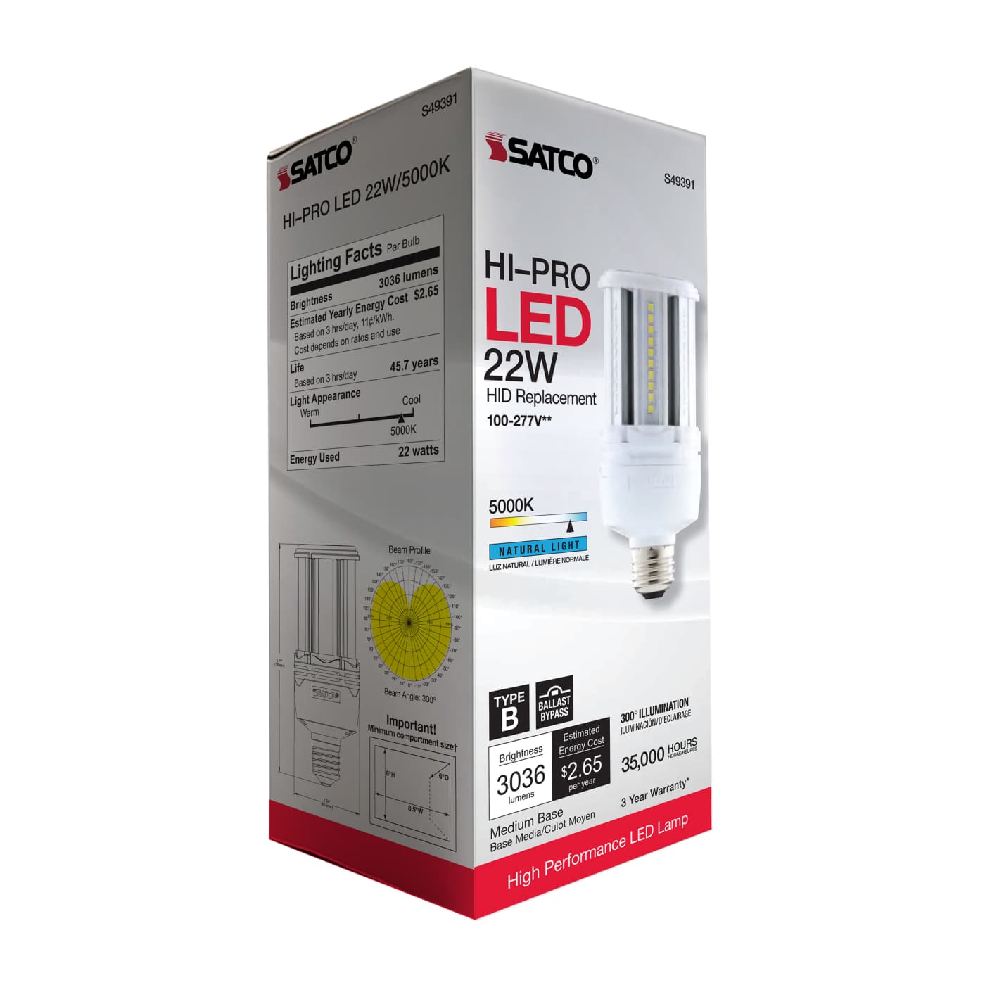 22W/LED/HP/850/100-277V/E26 - S49391