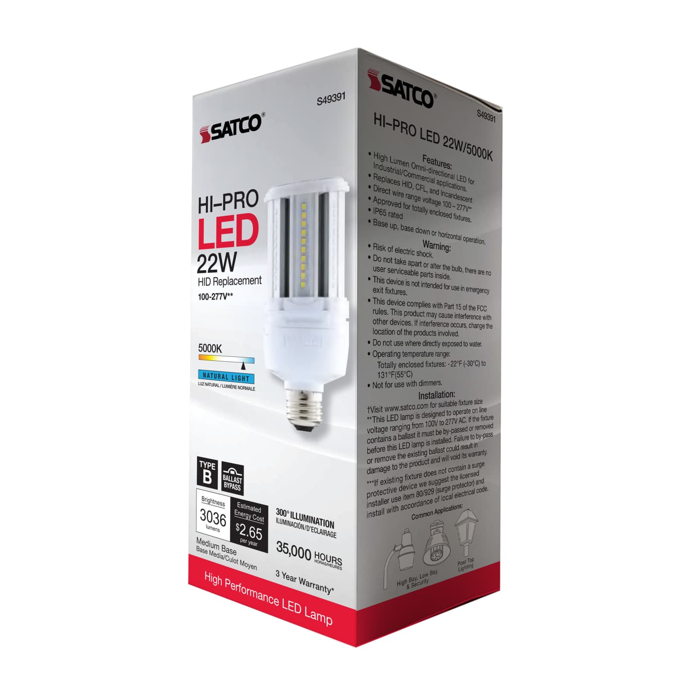 22W/LED/HP/850/100-277V/E26 - S49391